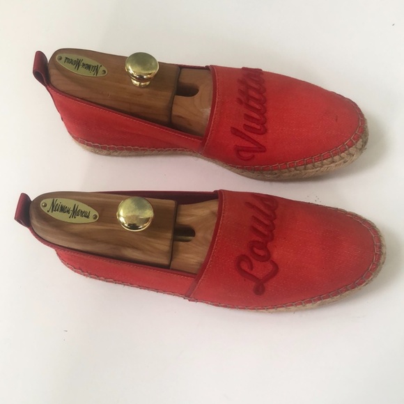 Louis Vuitton Red Espadrille Flats Sz 39 - Picture 5 of 13